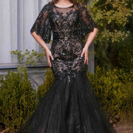Andrea & Leo A1377 Dress Floral Motif Sequin Mermaid Gown
