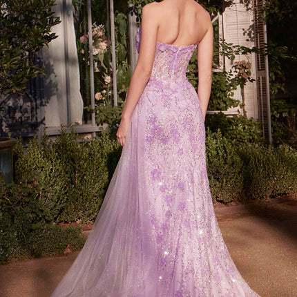 Andrea & Leo A1379 Floral Motif Strapless Fitted Gown