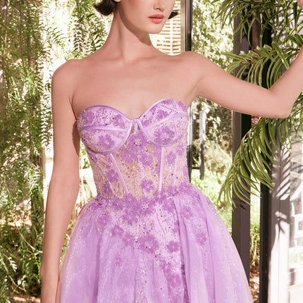 Andrea & Leo A1381 Tulle Daisy Asymmetric A-Line Gown