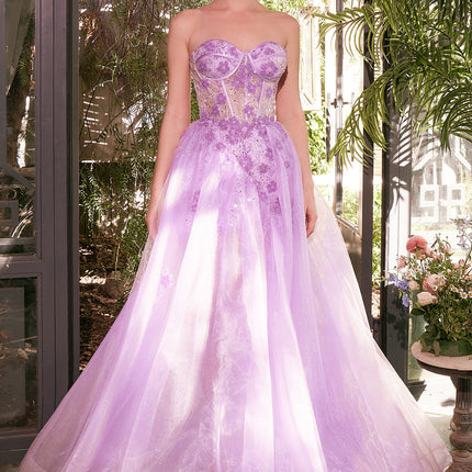 Andrea & Leo A1381 Tulle Daisy Asymmetric A-Line Gown