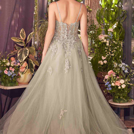 Andrea & Leo A1417 Dress Lace Appliqued A-Line Layered Tulle Gown