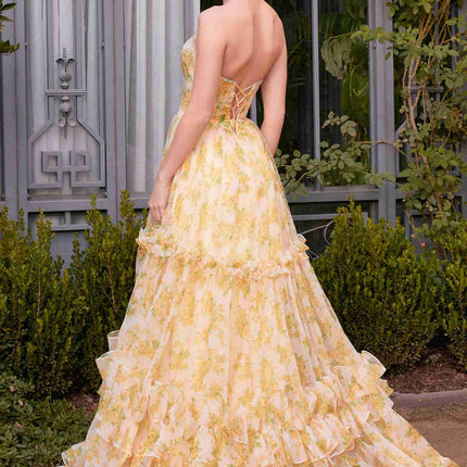 Andrea & Leo A1430 Dress Strapless Floral Printed Ball Gown