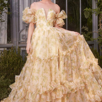 Andrea & Leo A1430 Dress Strapless Floral Printed Ball Gown