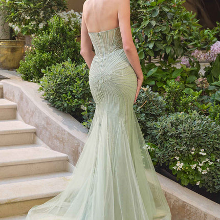 Andrea & Leo A1492 Starburst Beaded Pattern Fitted Mermaid Gown