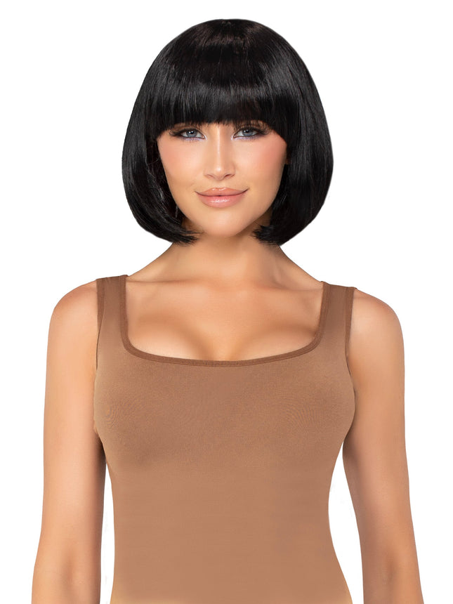 14"" Short Natural Bob Wig - Black - O/S