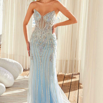 Nox Anabel A1713 Sweetheart Neckline Fully Beaded Strapless Dress