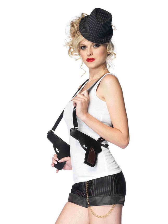 Gangster Double Gun Zipper Holster - Black - O/S