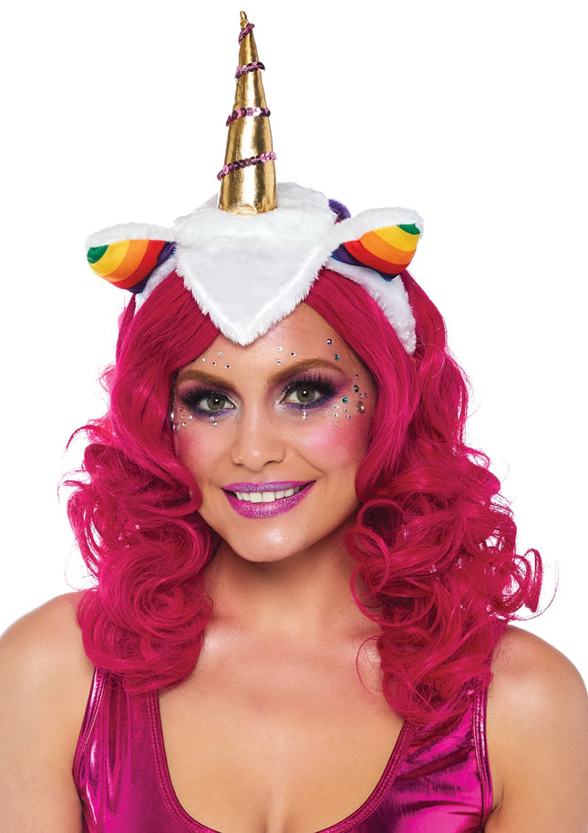 Unicorn Headband with Rainbow Wig Mane - Multicolor - O/S
