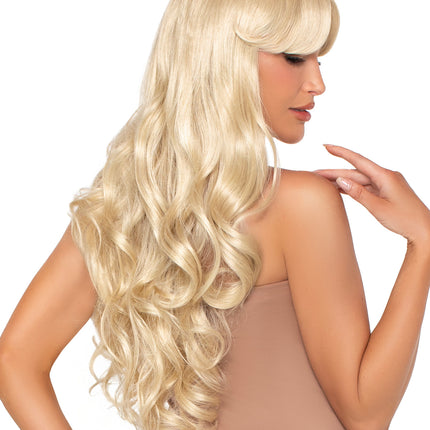 27” Curtain Bang Wavy Wig. - Blonde - O/S