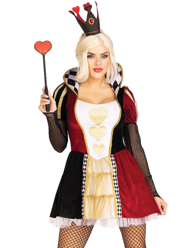 2 PC Royal Crown Headband and Heart Scepter - Black/Red - O/S