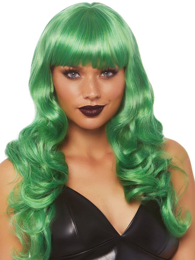 24"" Misfit Long Wavy Bang Wig - Green - O/S