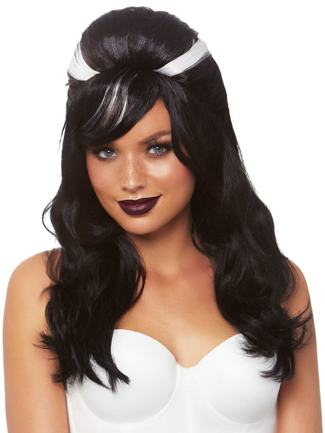 21"" Frankie Bouffant Wig - Black/Whit - O/S