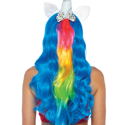 Magical Unicorn Headband with Rainbow Wig Mane - Multicolor - O/S