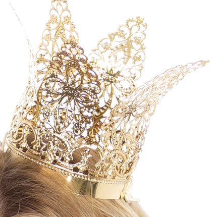 Mini Metal Filigree Crown - Gold - O/S