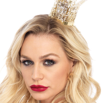 Mini Metal Filigree Crown - Gold - O/S