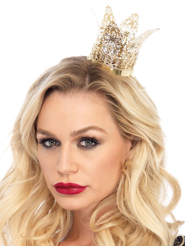 Mini Metal Filigree Crown - Gold - O/S