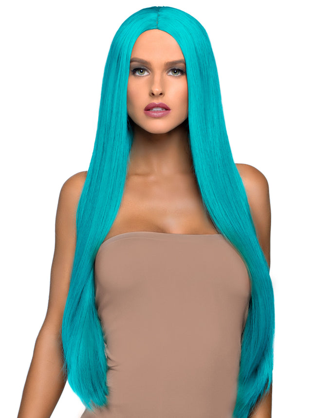 33"" Long Straight Center Part Wig - Turquoise - O/S