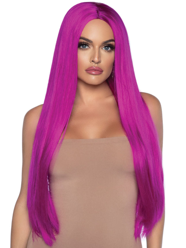 33"" Long Straight Center Part Wig - Raspberry - O/S