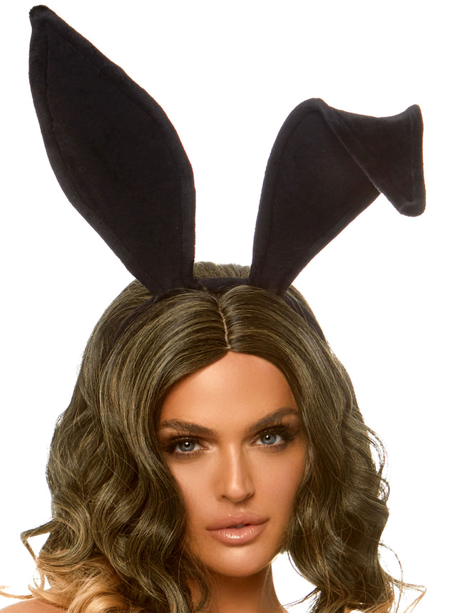 Bendable Velvet Bunny Ears - Black - O/S