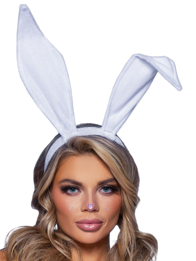Bendable Velvet Bunny Ears - White - O/S
