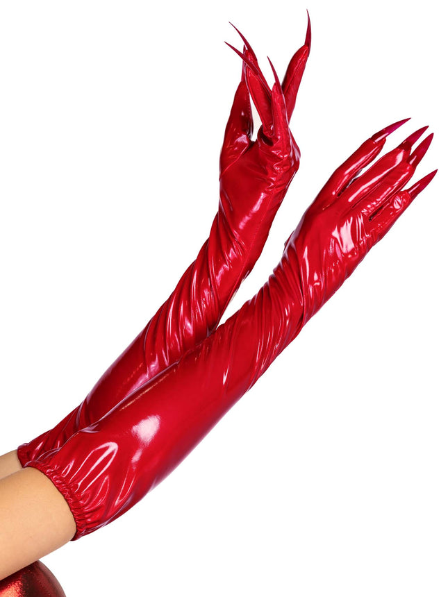 Vinyl Claw Gloves - Red - SMALL