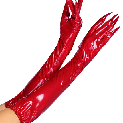 Vinyl Claw Gloves - Red - LARGE