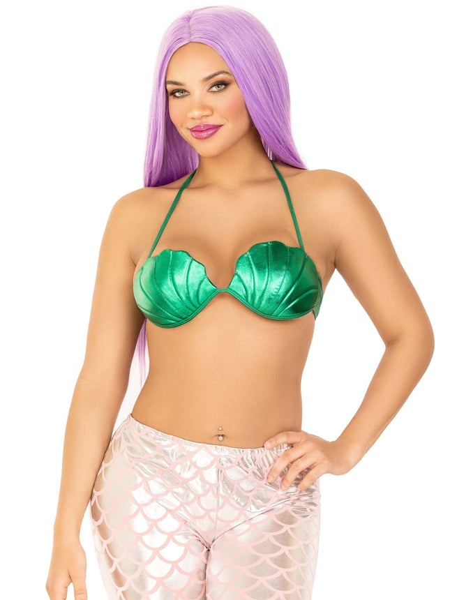 Mermaid Shell Bra Top - Green - MEDIUM