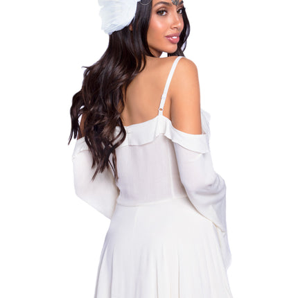 Filigree Medallion Feather Headband - White - O/S