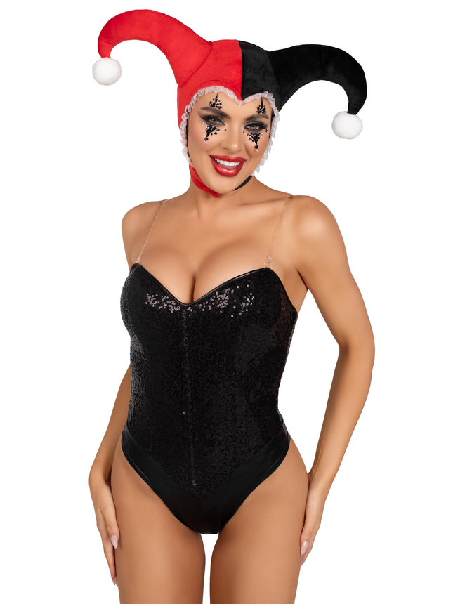 Harlequin Bonnet - Black/Red - O/S