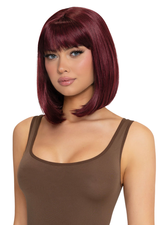 Angled Bob Wig - Burgundy - O/S