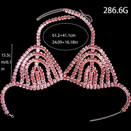 Exaggerated Rhinestone Body Chain Bralette – Luxury Crystal Chest Jewelry for Festivals, Raves & Exotic Clubwear
