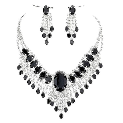 Rhinestone Water Drop Necklace Set
