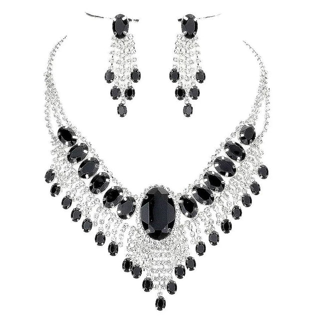 Rhinestone Water Drop Necklace Set