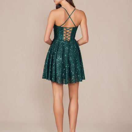 Nox Anabel A843 Short Strapless Sequin A-Line Dress