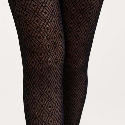 Fantasy Tights Conte Alba - Geometric Diamond Pattern
