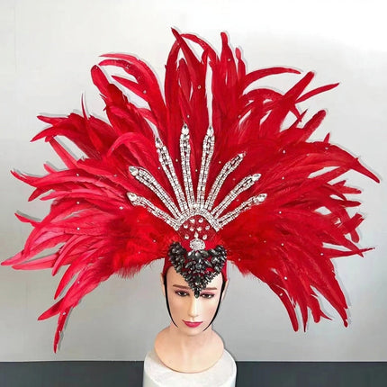 Red Feather Showgirl Headdress