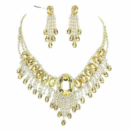 Rhinestone Water Drop Necklace Set