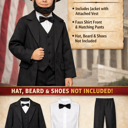 Abraham Lincoln Costume for Boys – Historic President Dress Up Outfit