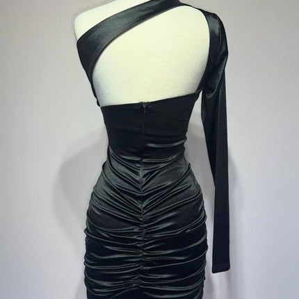 Ladivine B2313 Dress One Shoulder Long Sleeve Cocktail Dress