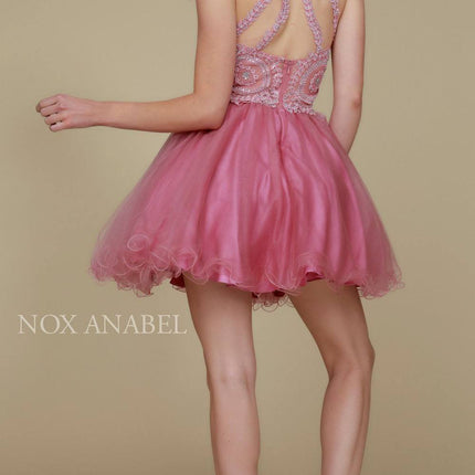 Nox Anabel B652 Short Dress Poofy A-Line Tulle Skirt Halter Neck