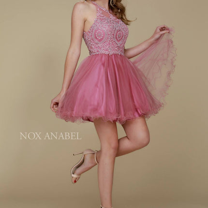 Nox Anabel B652 Short Dress Poofy A-Line Tulle Skirt Halter Neck