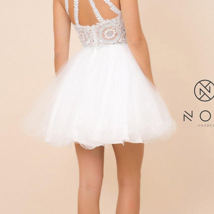 Nox Anabel B652 Short Dress Poofy A-Line Tulle Skirt Halter Neck