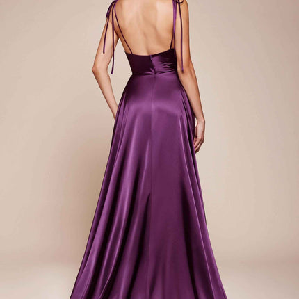 CLEARANCE - Cinderella Divine BD104 Lavender Satin A-Line Dress Cowl Neckline (Size M)