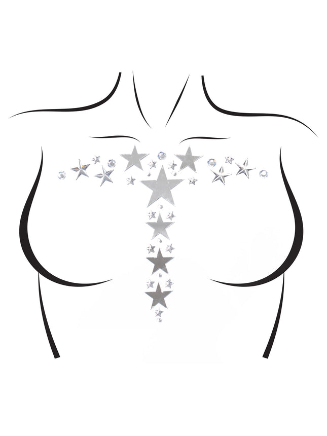 Kismet Mirror Star Body Jewels Sticker And (2) 3g Body Glitter Packets - Silver - O/S