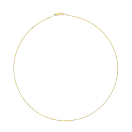 Solid 14K Yellow Gold 0.75mm Classic Box Chain Necklace. Unisex Chain - Size 16 Inches