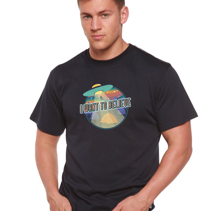 I Want to Believe Men's Bamboo Short Sleeve Printed T-Shirt