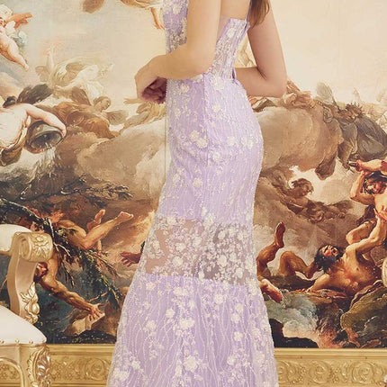 Nox Anabel C1195 Floor Length Fitted Sleeveless Floral Applique Gown