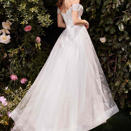 Ladivine C159W Off The Shoulder A-Line Lace & Tulle Wedding Dress