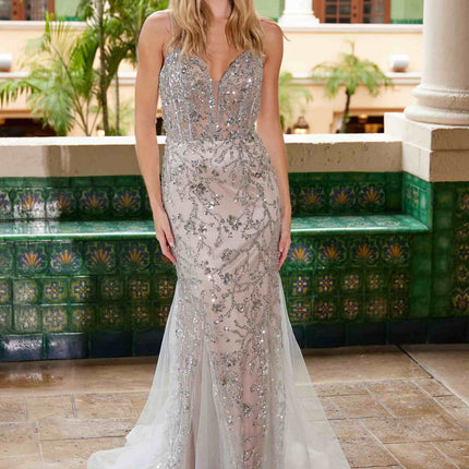 Nox Anabel C1606 Fully Sequin Tulle Sleeveless Mermaid Gown