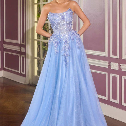 Ladivine C174 Enchanted Ball Gown Scoop Neck Floral Applique